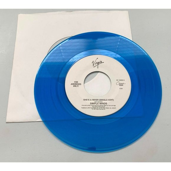 Simple Minds She's a River / Celtic Strings 45 Rock Blue Vinyl Record Virgin - Picture 3 of 4